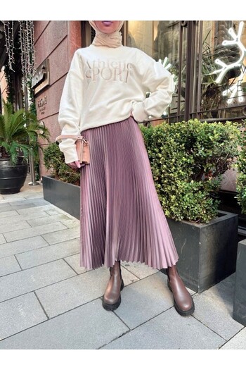 HİJABAYA Pleated Waist Elastic Skirt