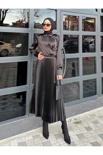 HİJABAYA Pleated Waist Elastic Skirt