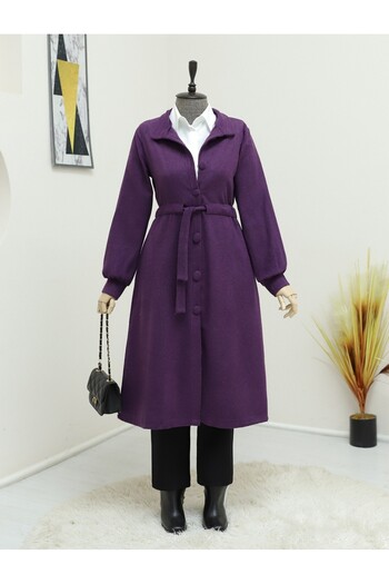 HİJABAYA Judge Collar Tunnel Laced Cashmere Coat
