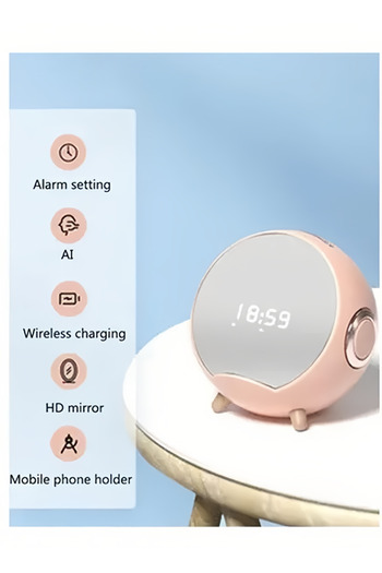 fulina Smart Bluetooth Speaker,Wireless Charging,Convenient to carry,With Mirror,10W,Pink