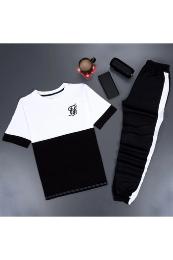 uyguntarz Σετ φόρμας Unisex White Fs Printed Black Cargo