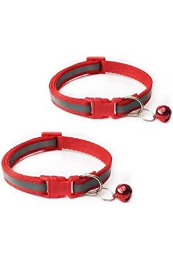 zola Reflective collar for dogs/cats, with bell, adjustable, size 21-33 cm, red