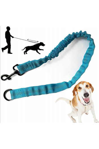 zola Shock absorber for training leash, with carabiner and metal ring, length 95 cm, blue