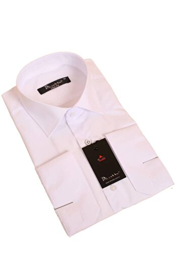 Dicotto Λευκό Slim Fit Slim Fit Μακρυμάνικο μονόχρωμο ανδρικό πουκάμισο - 151-1