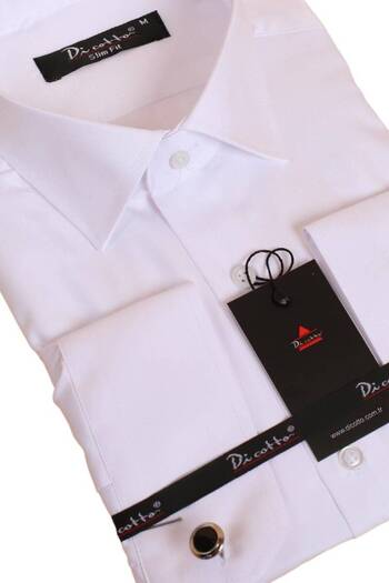 Dicotto Ανδρικό πουκάμισο Micro Fabric Slim Fit - Λευκό, Slim Fit, Μανικετόκουμπα - 201-1