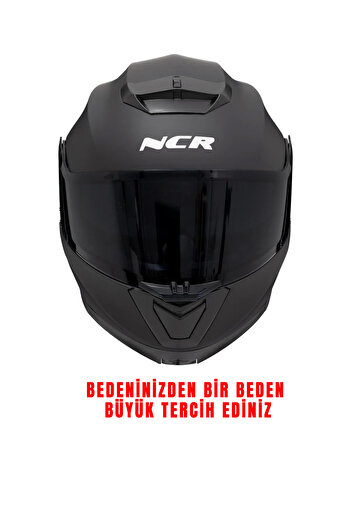 NCR Stars Çene Açılır Mat Kask Siyah Vizörlü
