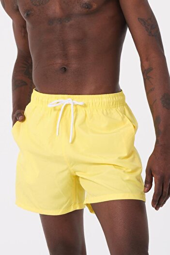 daag Men's Yellow Beach Swimsuit - Water Repellent, Solid Color, Basic Model - DG300-Yellow