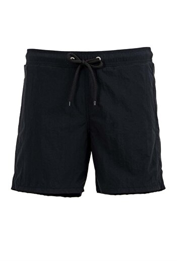 Miami Beach Men's Black Nylon Shorts Swimsuit - Water Repellent, Suitable for Beach and Sea, Solid Color - 540-Black