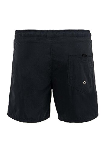 Miami Beach Men's Black Nylon Shorts Swimsuit - Water Repellent, Suitable for Beach and Sea, Solid Color - 540-Black