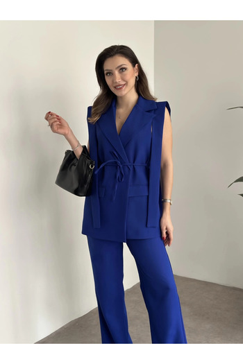 VOLT CLOTHİNG Kadın İp Bağlamalı Yelekli Takım