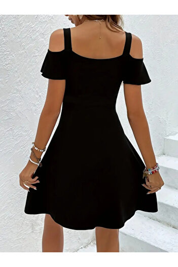 DDİNC Women's Strappy Deep V-Neck Viscose Dress