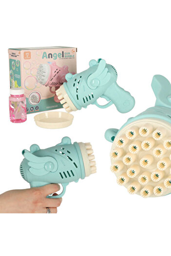Micostore Toy Soap Bubble Gun, 23 holes, angel wings, 15.5 x 15 x 7.5 cm, blue