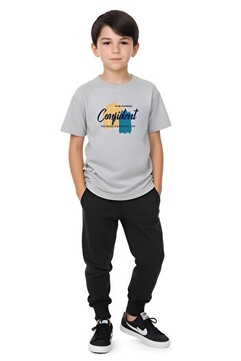 FYK KİDS Boy's the Most Written Printed Bottom-Up Summer Suit