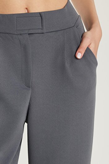 Tudors Women's Relax Fit Relaxed Cut Wide Leg Anthracite Trousers with Pockets