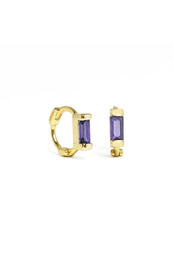 Bylin Takı 925 Ayar Gümüş Mini Baget Taşlı Halka Piercing Küpesi - Halka Iç Çapı 5,5 Mm - 1 Adet