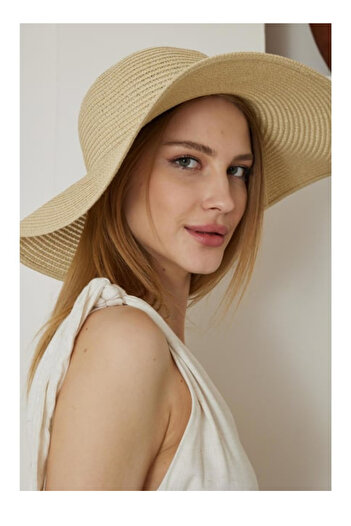 FRESCO SCARFS Large Adjustable Round Straw Hat