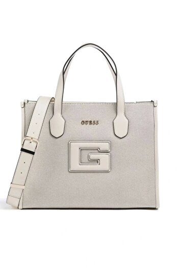 Guess G Status 2 Compartment Tote Women's White Handbag Hwwg9198220-Nri