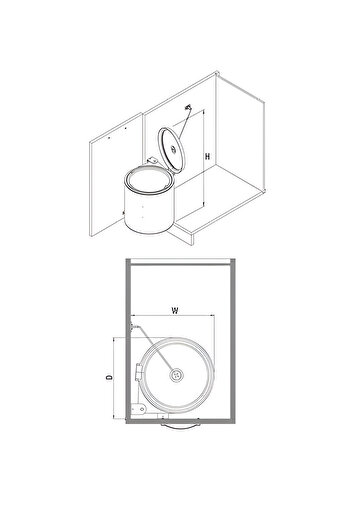 Hızır Starax Stainless Steel In-Cabinet Trash Can – 10 Liters |   Kitchen Mountable, with Lid, Practical