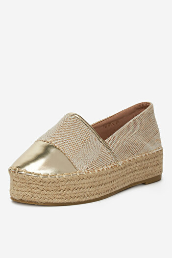 DeeZee Women's Espadrilles low gold flats, platform heel 36