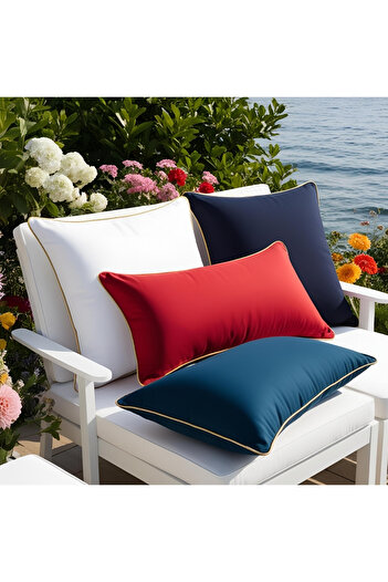 Bc Home Altın Kenar Biyeli Kırmızı Dikdörtgen Kırlent Kılıfı Yumuşak Dokulu 1 Adet 30 X 50 Cm