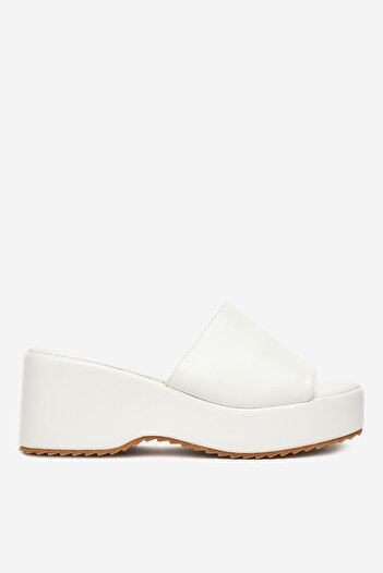 DeeZee Women's Platform Flip-Flops Low White Wedge 39