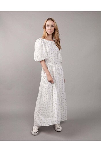 AMERICAN EAGLE AE Puff Sleeve Drop Waist Maxi Dress
