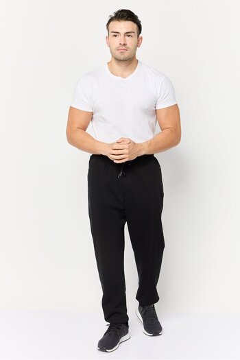 CELIO Men Regular Fit Textured SweatPants, Black