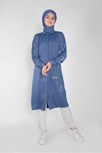 Alvina Mesh Detail Stone Button Tunic 41498