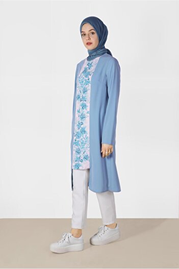 Alvina Flower Patterned Tunic with Back Zipper 40879