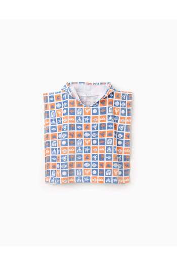 Ziddy Beach Hooded Poncho for Baby, Blue/Orange/White