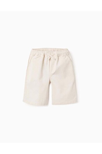 Ziddy Cotton and Linen Shorts for Boys 'Midi', Beige