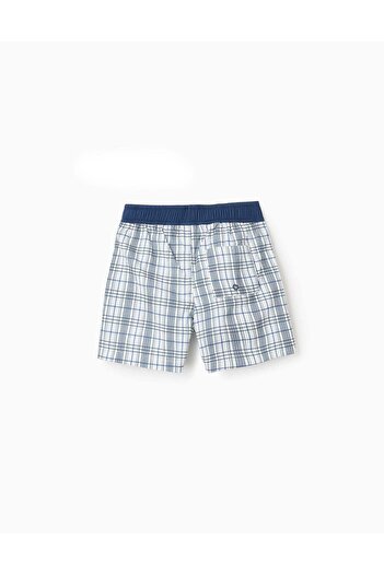 Ziddy Checkered Swim Shorts for Boys 'You & Me', White/Blue