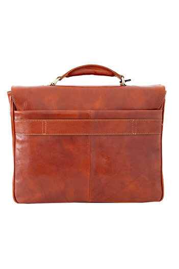 FASHION Men's laptop briefcase made of genuine vachetta leather, S163