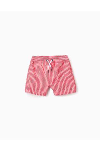 Ziddy Striped Swim Shorts for Boys, Red