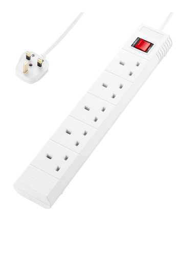 Lawazim 5-Way Heavy-Duty Extension Cord - 2990W with 5M Cable, On/Off Switches, and Safety Shutter
