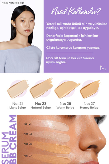 Missha Yaşlanma Karşıtı Bakım ve Aydınlık Görünüm Sunan M Perfect Cover Serum BB Cream SPF50+/PA++++ No:23
