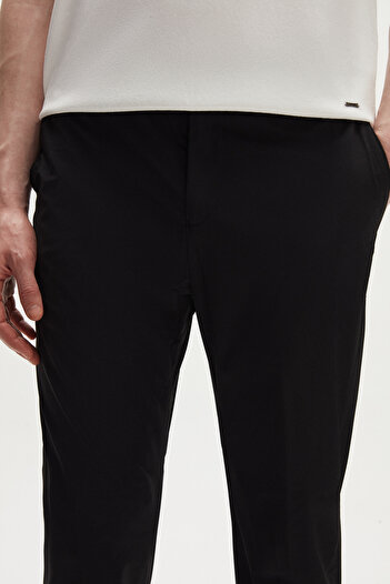 Tween Relaxed Fit Siyah Düz Chino Pantolon