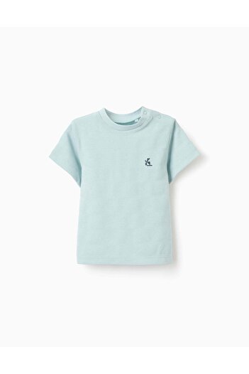 Ziddy Cotton Striped Texture T-shirt for Baby Boys, Aqua Green