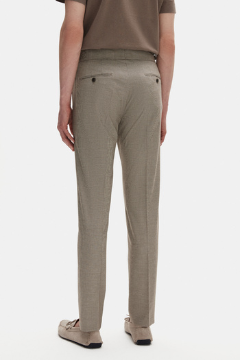 Tween Slim Fit Bej Mikro Desen Kumaş Pantolon
