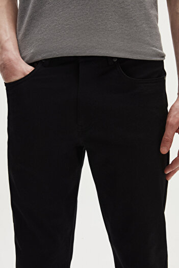 Tween Super Slim Fit Siyah Diyagonel Chino Pantolon