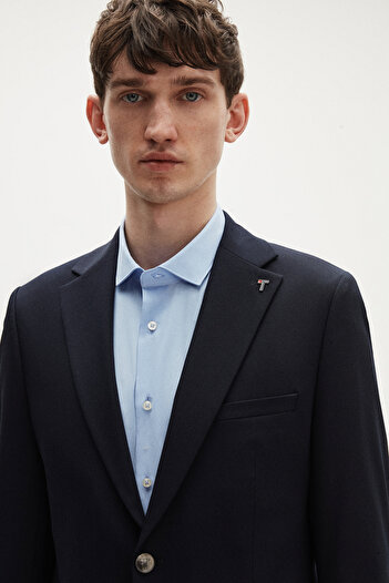 Tween Slim Fit Lacivert Armürlü Takim Elbise