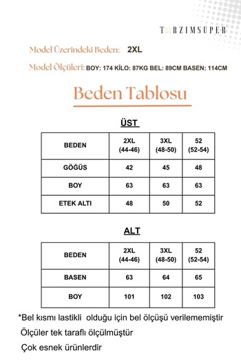 tarzımsüper Plus Size Luxury Pajamas Set with Elastic Waist Comfort Model Cotton Women's Pajamas Set