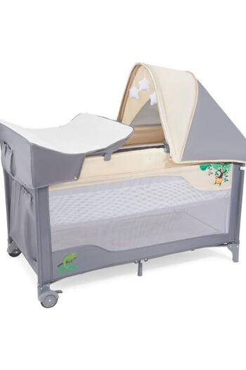 MAAS Baby Crib, 2-in-1 Playpen and Cot, Foldable, 2 Mattress Levels, 0-6 Months (15 kg), 6-36 Months