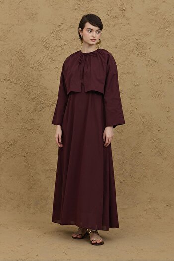 Fahhar Voile Jacket Dress Suit Burgundy