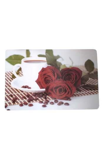 PUFO Set of glass holders and plates for serving food, model Pufo Morning Roses, 6 pieces