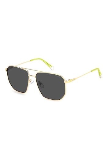 Polaroid Pld4141 2f7m9 Men's Polarized Sunglasses, Gold, Hexagonal, 59 Mm