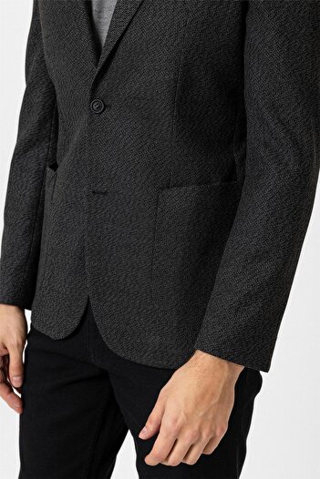 SÜVARİ Siyah Slim Fit Sivri Yaka 6 Drop Ceket