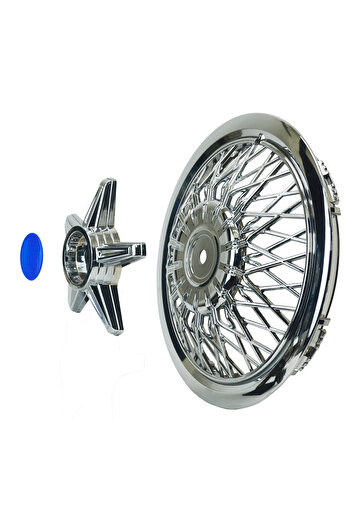 OTOCİRİT Jant Kapağı Kırılmaz Telli Yıldız Fırfırlı Mavi 16" Abs Krom Paslanmaz 4'lü (TAKIM OLARAK)