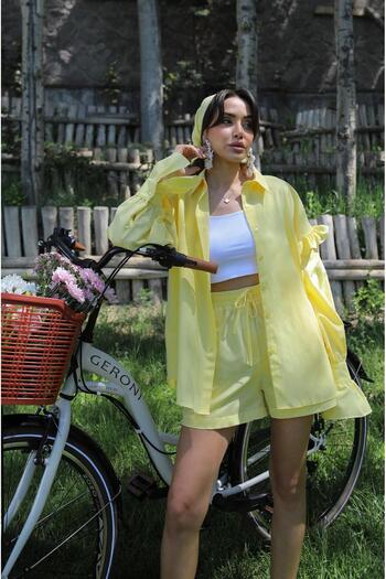 Havoş Yellow Bandana Shirt Set with Shorts