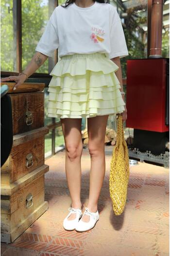 Havoş Light Yellow Rialto Ruffle Skirt